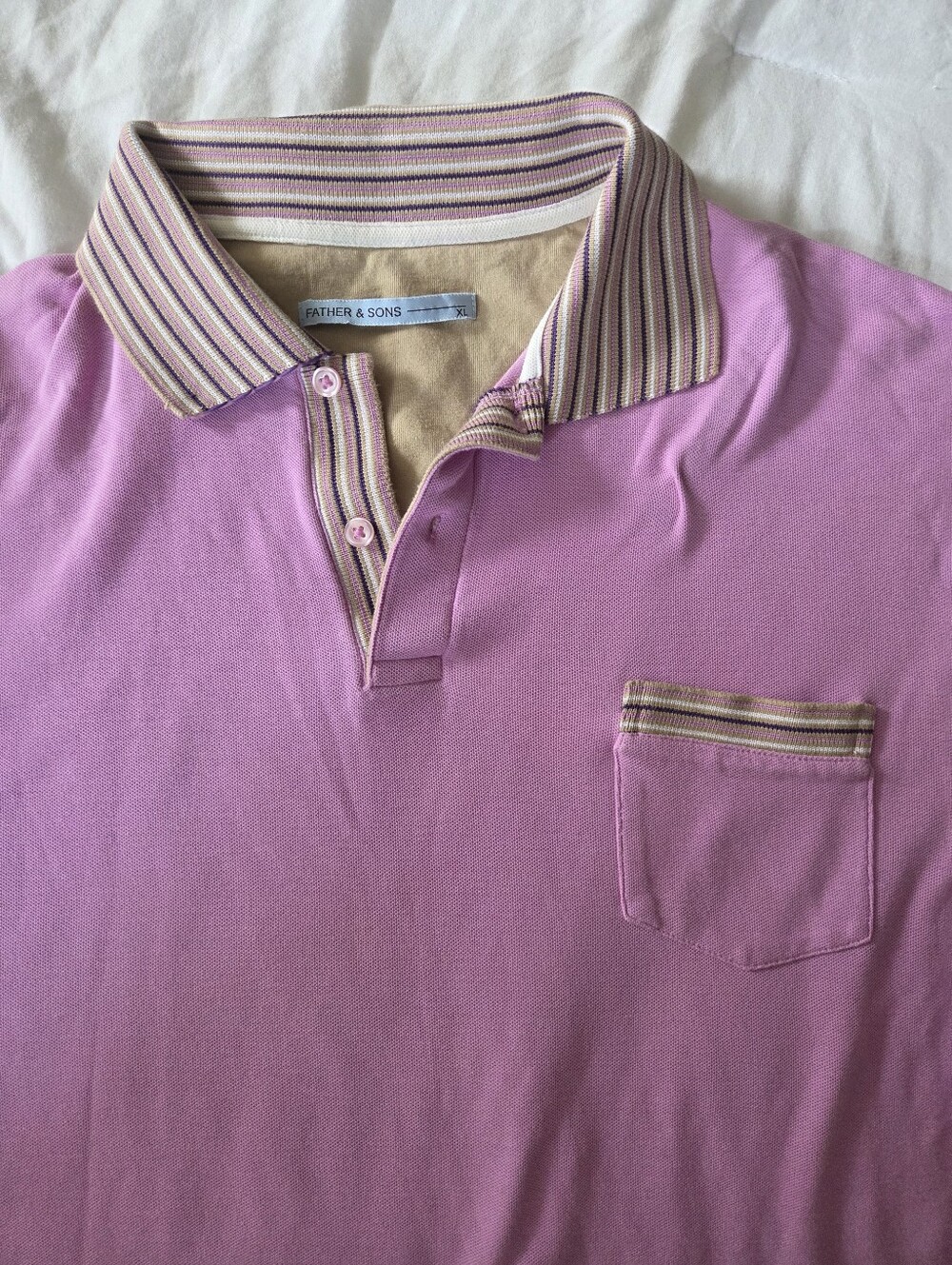 Father & Sons Men's XL Pink Cotton Polo Striped Collar Retro Preppy Limited Run